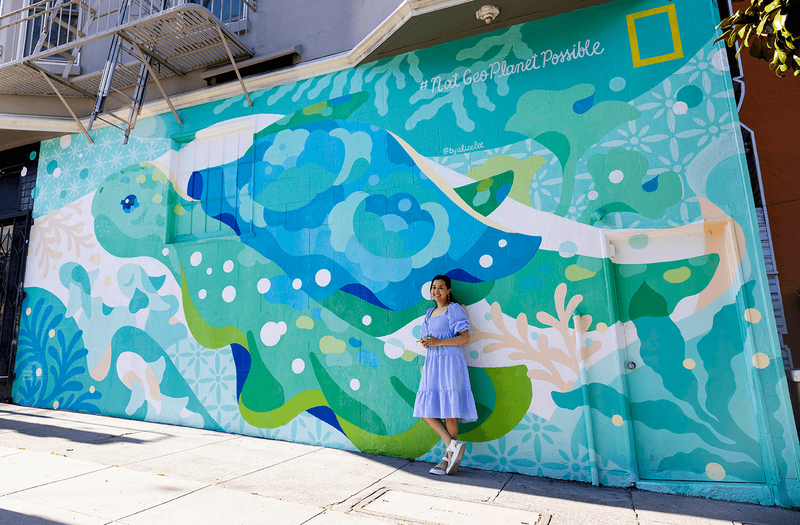 Earth Day mural by Alice Lee in partnership with National Geographic